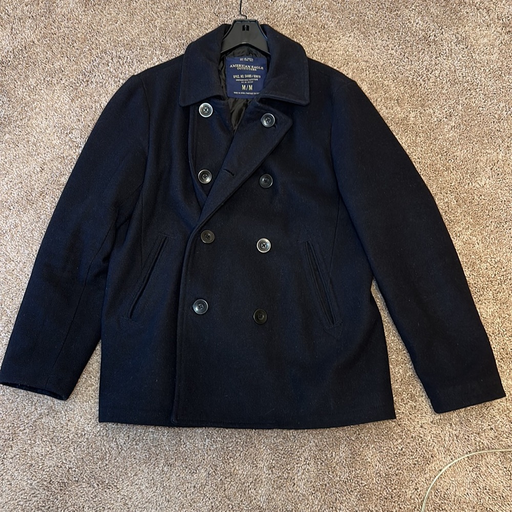 American Eagle wool peacoat in black. Size Medium. Excellent used condition.